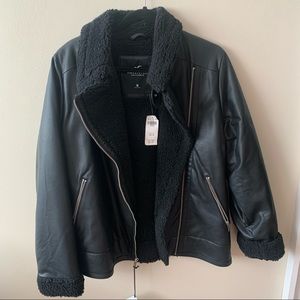 NWT faux fur biker jacket